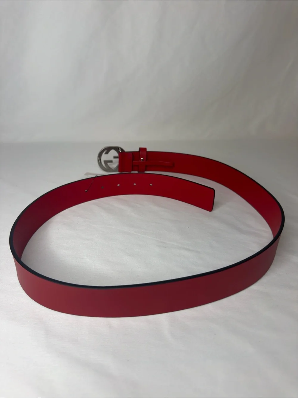 Gucci Interlocking G Red Leather Belt Size 95/38 NWT 546389